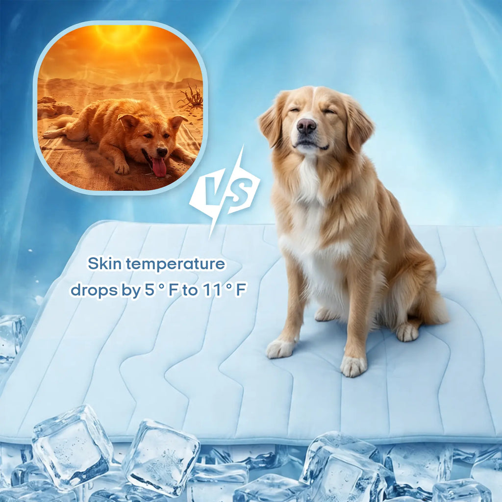 Vagascape Cooling Pet Mat, Eco-Friendly Cooling Pad for Large Dog, Summervibes Cooling Mats for Dog Bed ，Petloverspetand Cat House, Use in Crate, Tunk, Camping, Outdoors, Portable, Machine Washable, Durable, without Gel, Outdoorfun