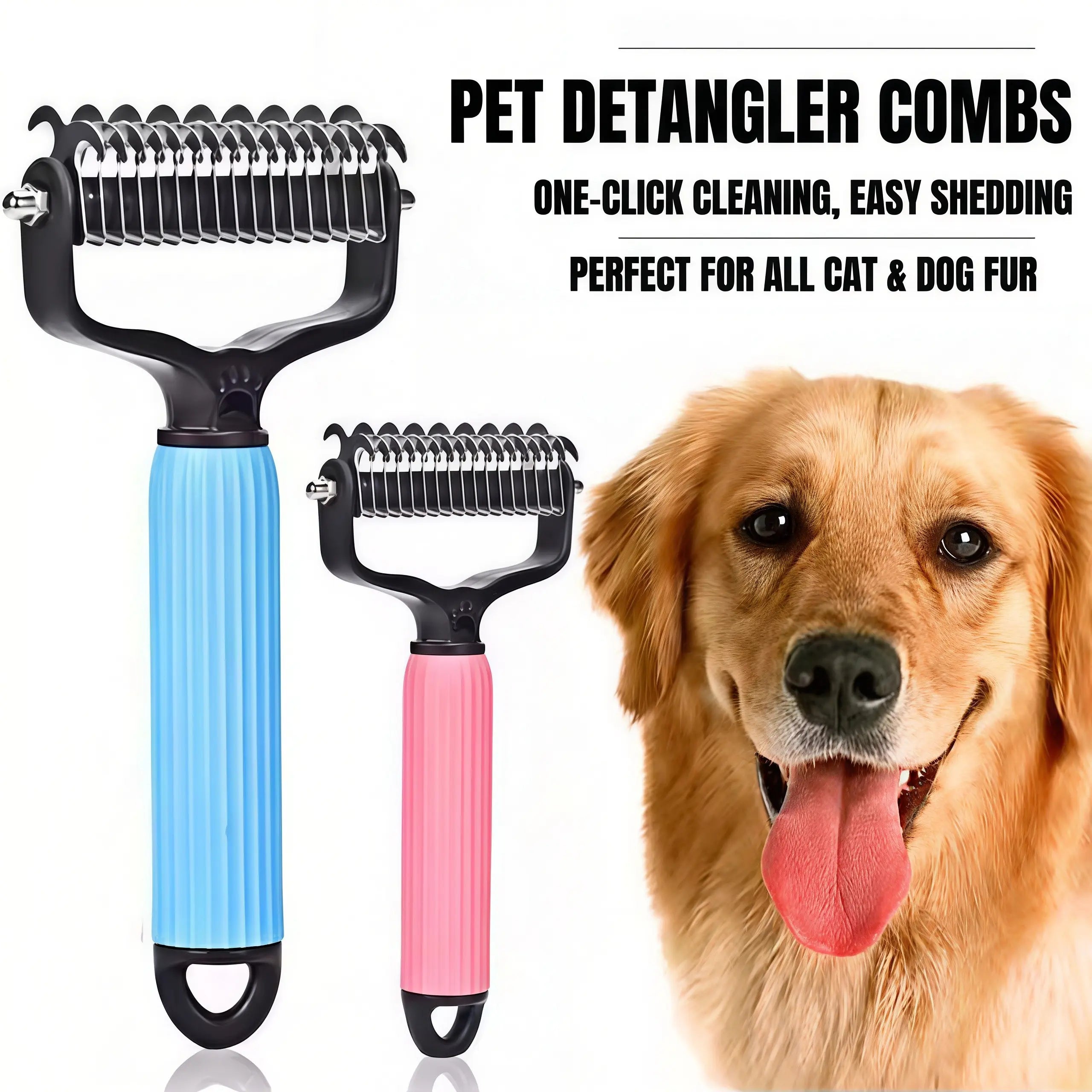 Universal Pet Detangling Comb for Dogs Grooming Tool Double-Sided Stainless Steel for Coat Care & Shedding Removal Easy to Use Essential Grooming