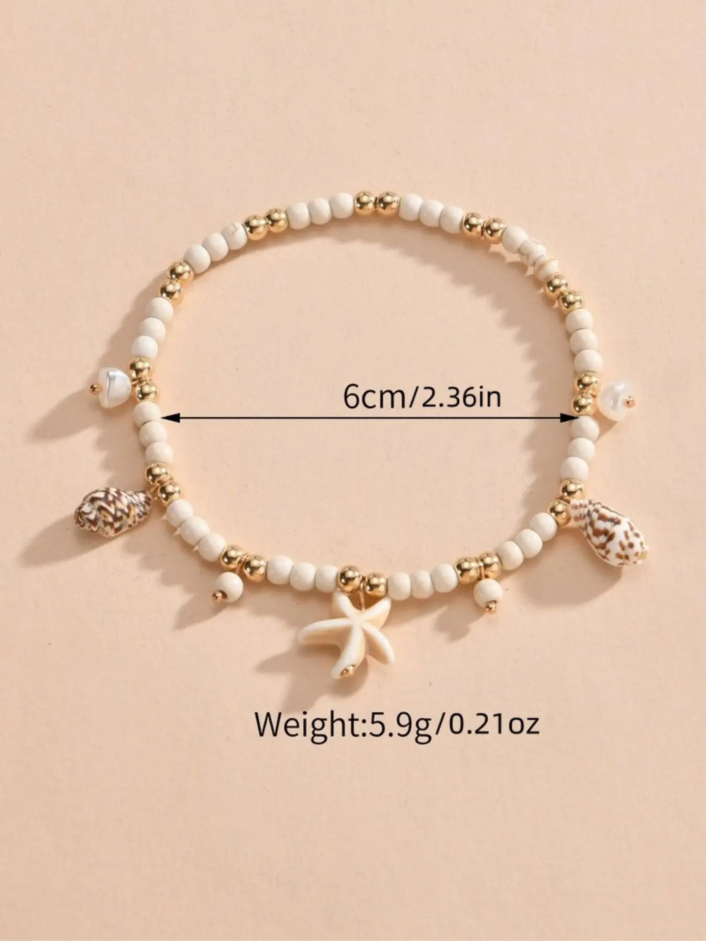 Summer 2024 Starfish & Shell Decor Beaded Anklet for Women & Girls, Fashion Jewelry for Party, Daily Clothing Decor, Trendy Jewelry for Birthday Gift