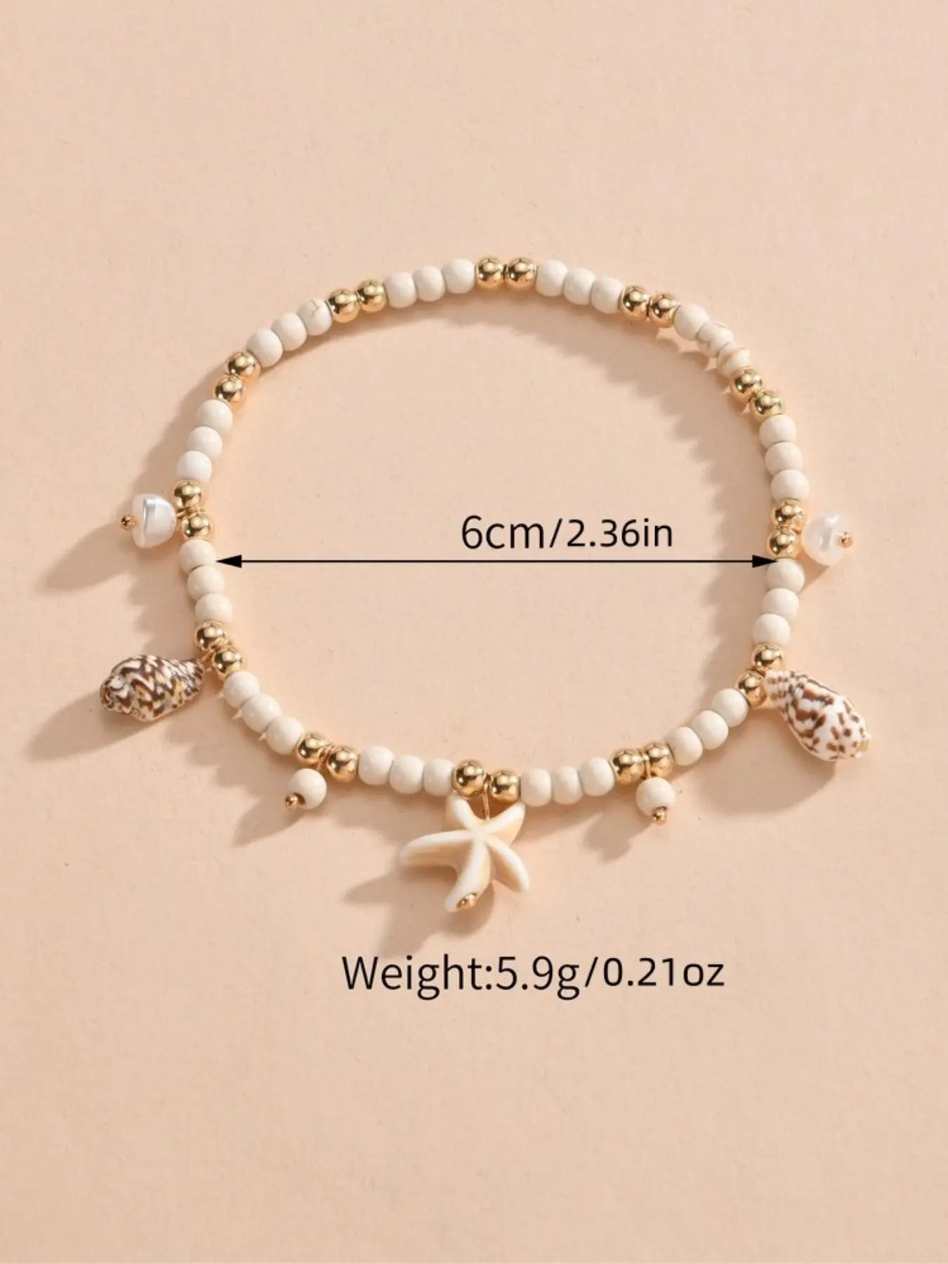 Summer 2024 Starfish & Shell Decor Beaded Anklet for Women & Girls, Fashion Jewelry for Party, Daily Clothing Decor, Trendy Jewelry for Birthday Gift