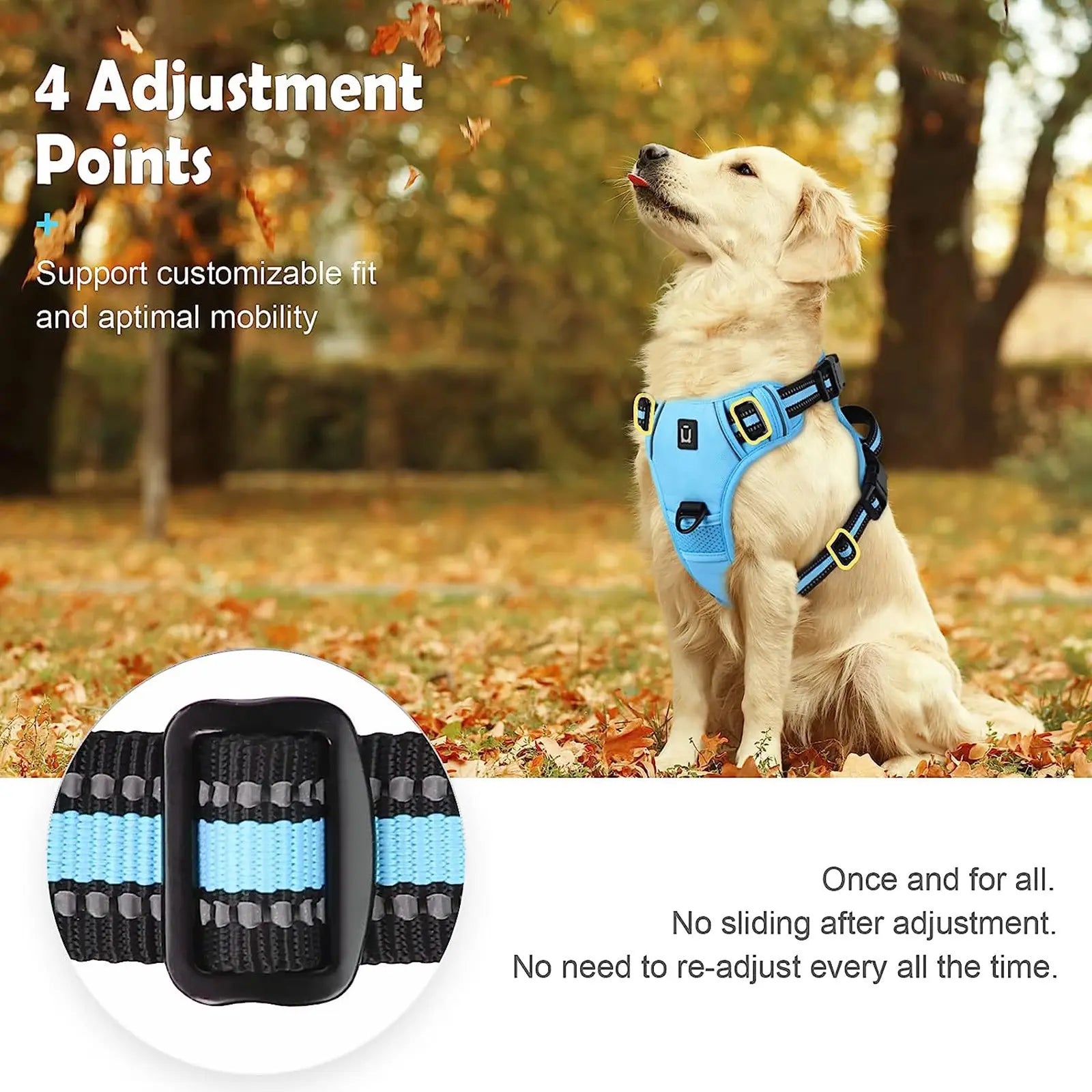Dog Harness, Durable Reflective Harness, No-Pull Pet Harness with 2 Leash Clips, Adjustable Soft-Padded Dog Vest, Reflective No-Choke Oxford Pet Vest with Easy-Control Handle for Large Dogs
