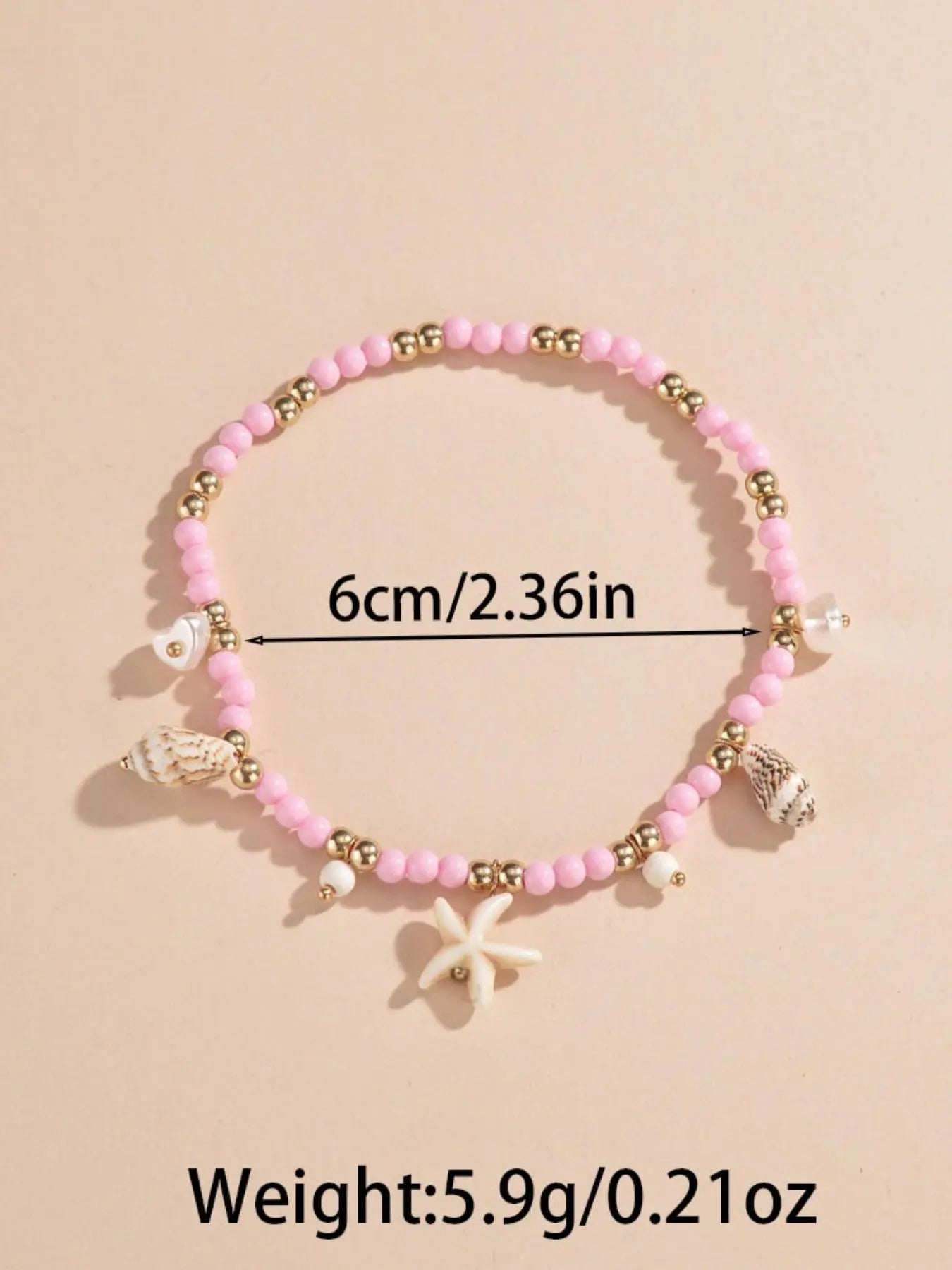 Summer 2024 Starfish & Shell Decor Beaded Anklet for Women & Girls, Fashion Jewelry for Party, Daily Clothing Decor, Trendy Jewelry for Birthday Gift