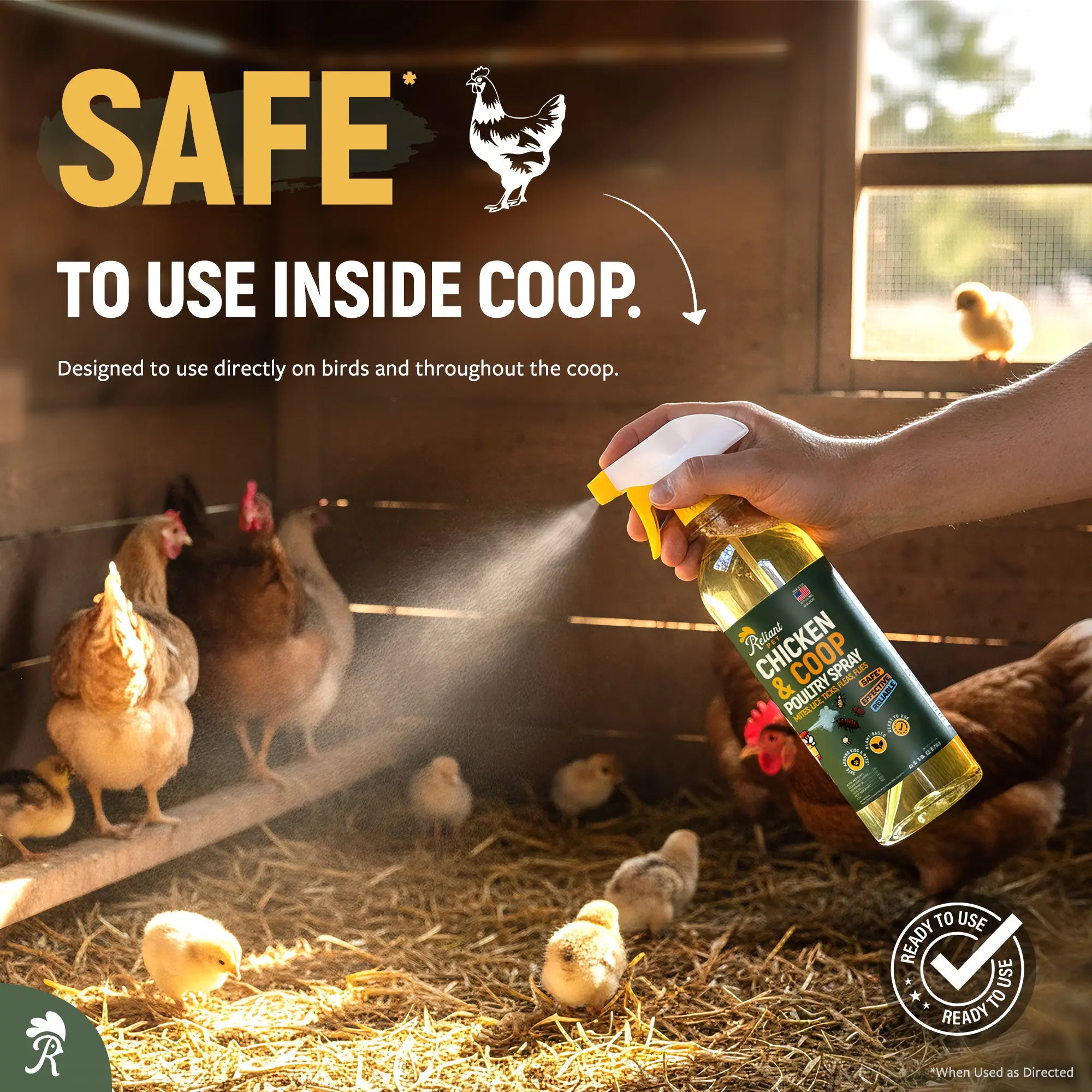 Reliant Pet Chicken & Coop Poultry Spray for Mites,Lice,Ticks,Fleas and Flies - Safe for Use on Chickens and No Egg Removal Needed - Sale - Mother'S Day Sale - Father'S Day Sale