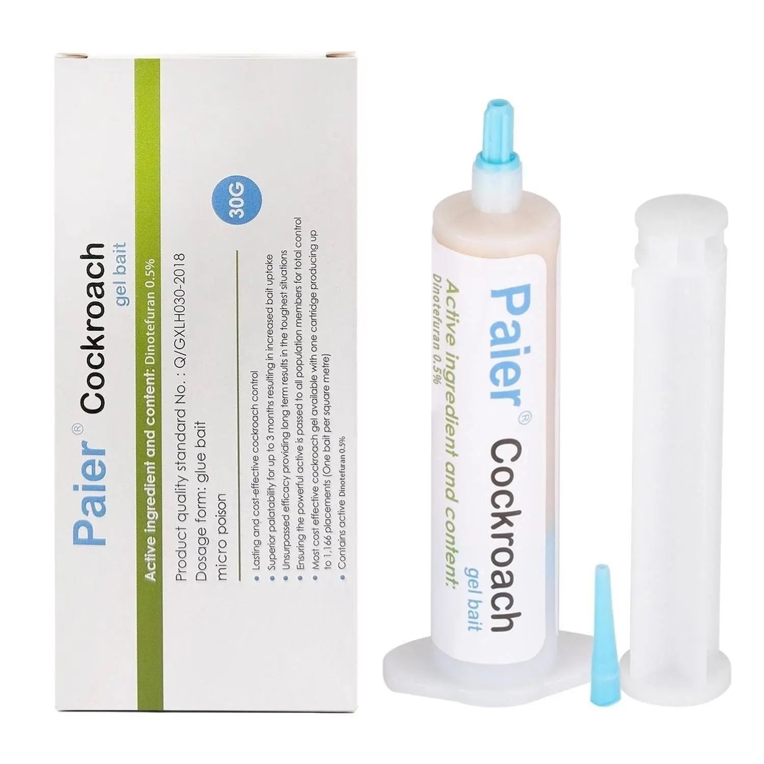30G Cockroach Gel Bait - Cockroach Repellent Gel Mousse, Roach Killer with Plunger & Precision Tip, Indoor Outdoor Pest Control for German & American Roaches