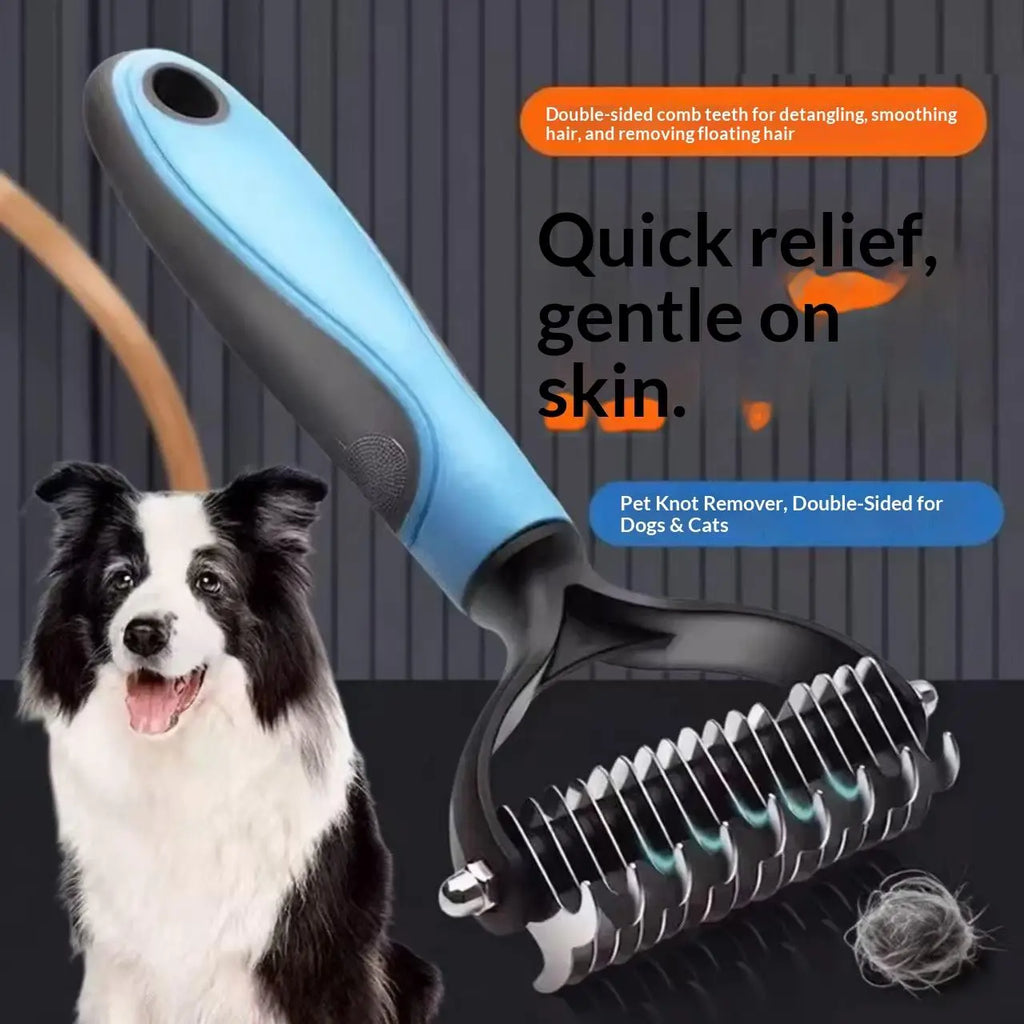 Pet Dematting Undercoat Rake for Long-Haired Pets, Double-Sided Deshedding Brush for Dogs & Cats, Pain-Free Tangle Remover, Reduces Shedding & Mats, Grooming Tool