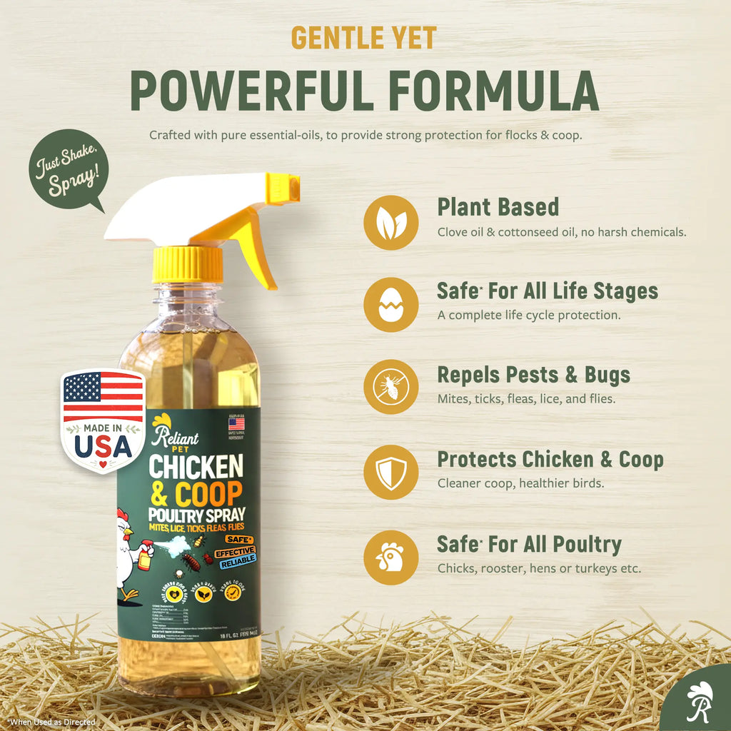 Reliant Pet Chicken & Coop Poultry Spray for Mites,Lice,Ticks,Fleas and Flies - Safe for Use on Chickens and No Egg Removal Needed - Sale - Mother'S Day Sale - Father'S Day Sale