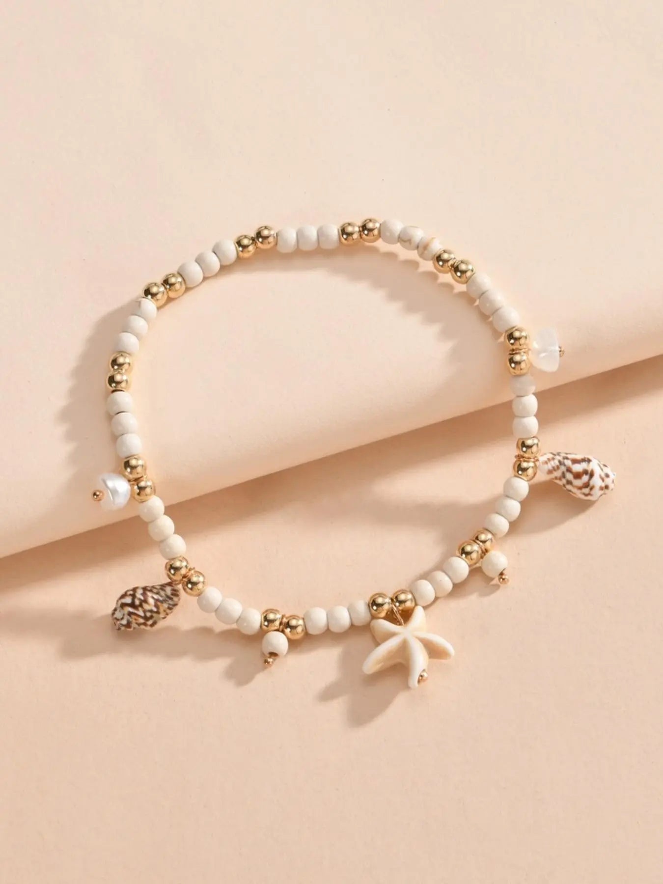 Summer 2024 Starfish & Shell Decor Beaded Anklet for Women & Girls, Fashion Jewelry for Party, Daily Clothing Decor, Trendy Jewelry for Birthday Gift