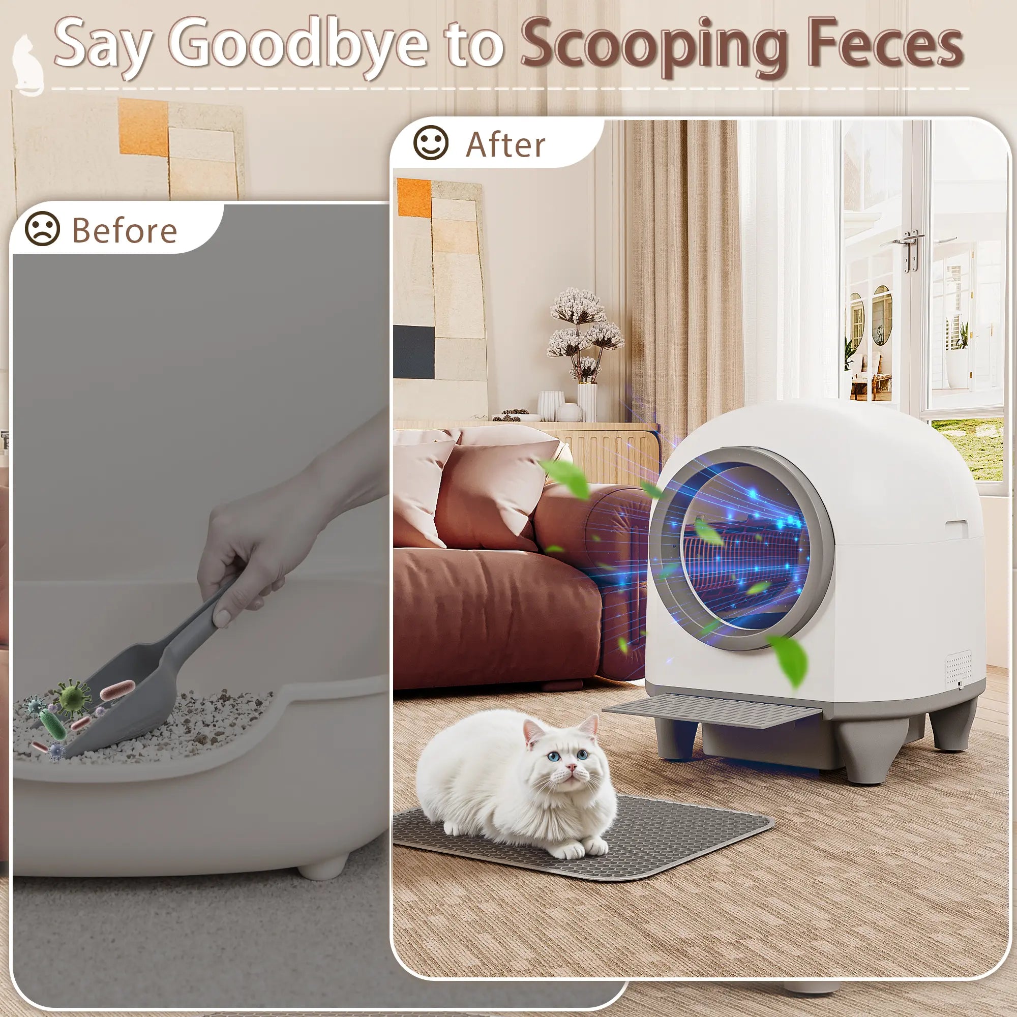 Warcat Smart Low-Noise Auto-Cleaning Litter Box 90L Self Cleaning Cat Litter Box App-Controlled via 2.4G Wifi with Smart Sensors, Safety Protection, Easy Maintenance, Easy Setup & Clean #Summeressentials #Tiktokshopdealsforyoudays #Tiktokshopmemorialday