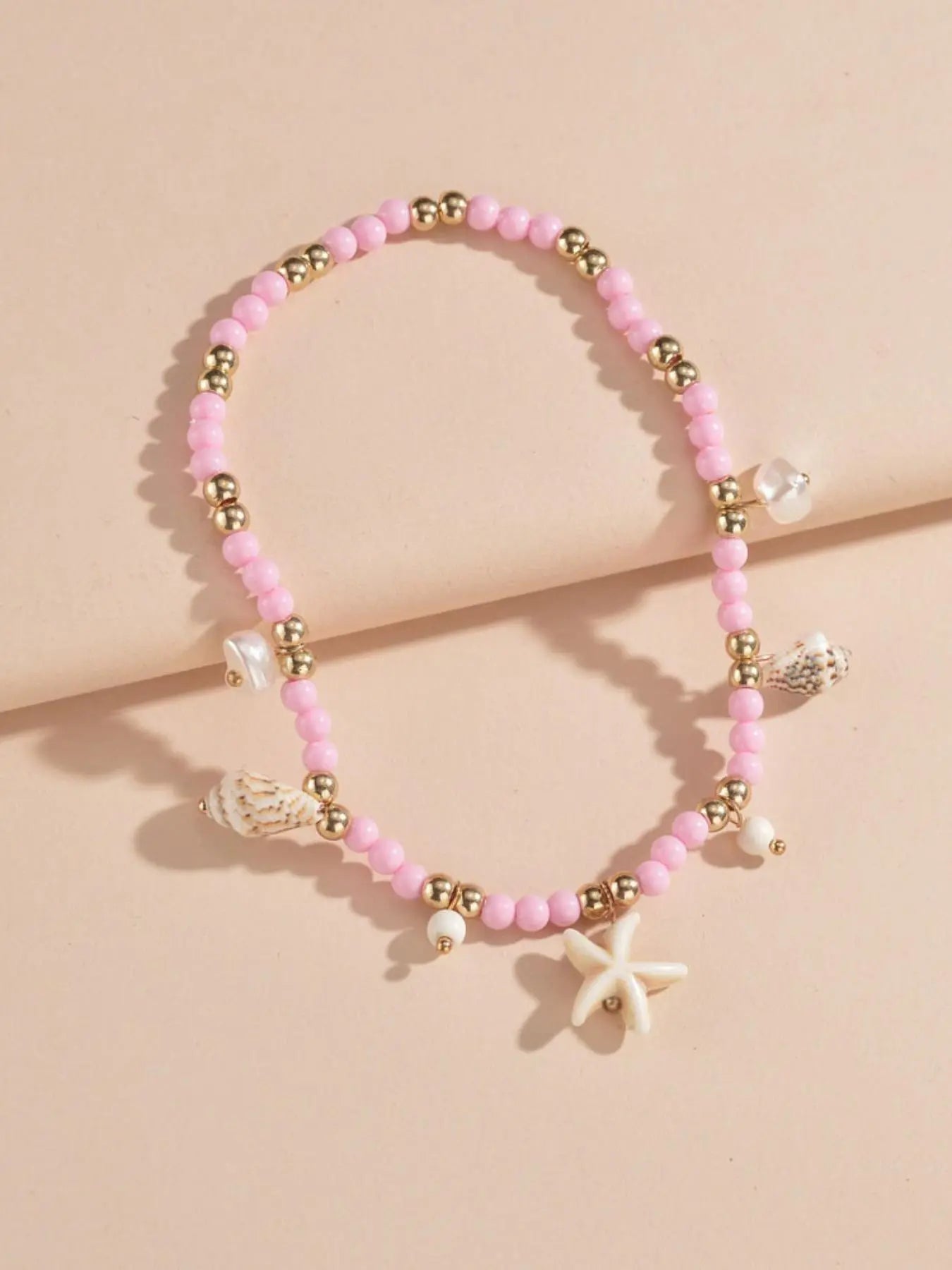 Summer 2024 Starfish & Shell Decor Beaded Anklet for Women & Girls, Fashion Jewelry for Party, Daily Clothing Decor, Trendy Jewelry for Birthday Gift