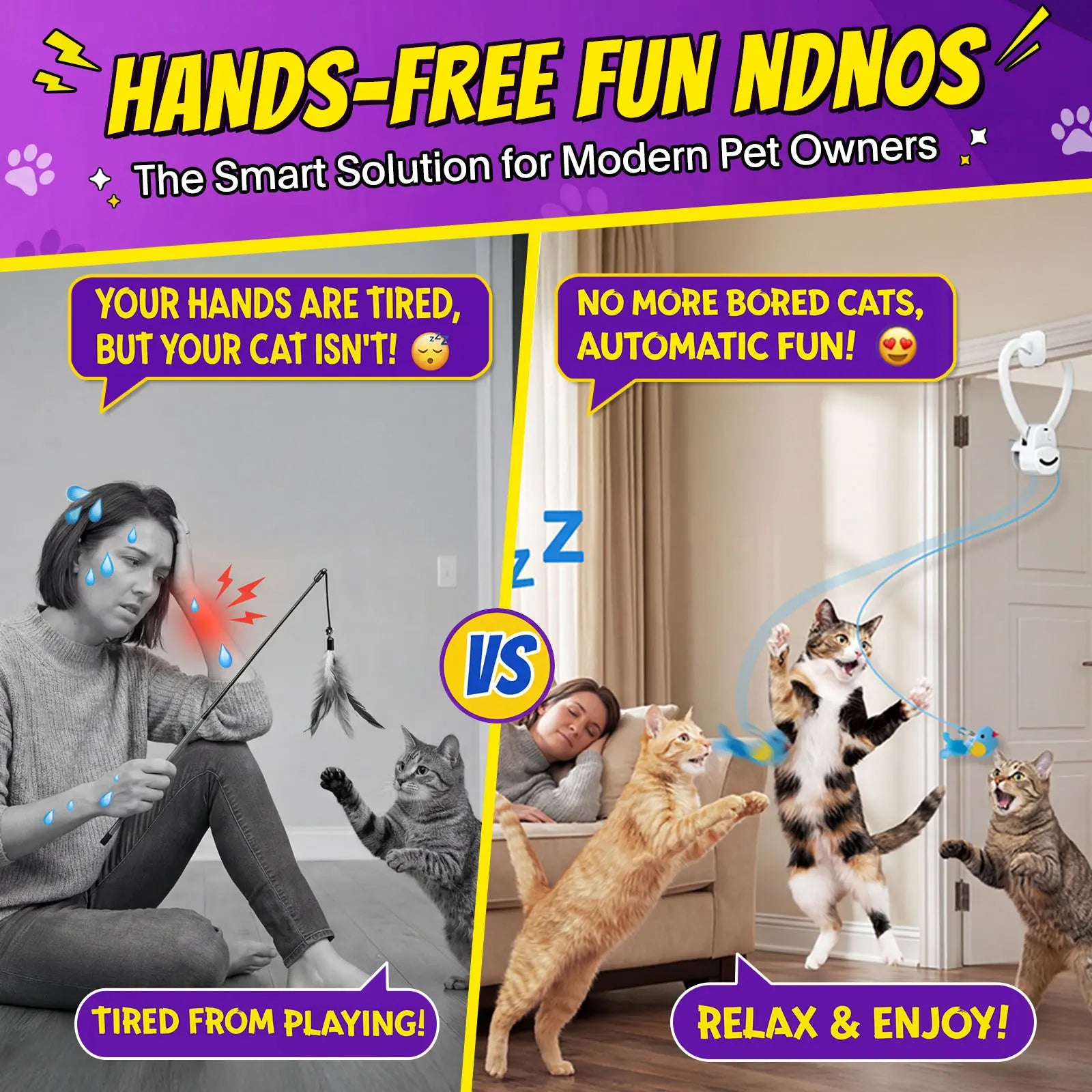 CATPICK Interactive Cat Toys for Indoor Cats - Automatic Flying Bird & Mouse Doorway Hanging Toy, USB Rechargeable Electric Kitten Toy for Hunting Instinct, Enrichment & Exercise, 2 Birds & 1 Mouse