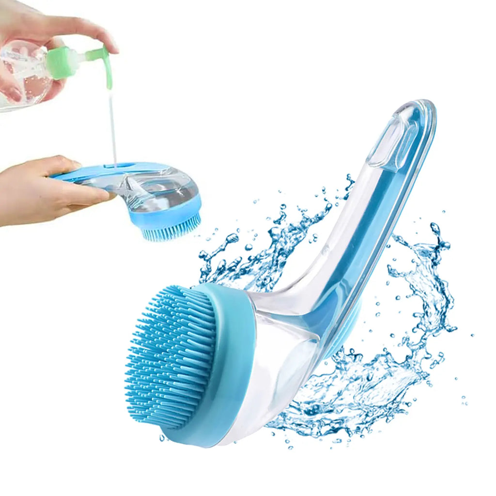 Pet Bath Brush 2 in 1 Dog Bath Brush with Built-In Shampoo Dispenser Multi-Functional Dog Bath Brush for Long & Short Haired Dogs Cats Shower